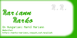 mariann marko business card